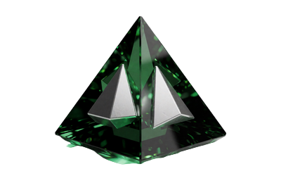 Smaragdgr&uuml;ner Kristall-Token in Doppelpyramiden-Form f&uuml;r Ethereum-Zahlungen im WildRobin Casino