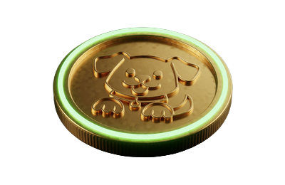 Goldener Token mit Hunde-Emblem f&uuml;r Dogecoin-Einzahlungen im WildRobin Krypto Casino