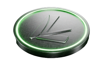 Silberner Token mit L-Symbol f&uuml;r Litecoin-Einzahlungen mit niedrigen Geb&uuml;hren bei WildRobin