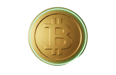 Goldener Token mit B-Symbol und gr&uuml;nem Neonlicht f&uuml;r Bitcoin-Zahlungen bei WildRobin