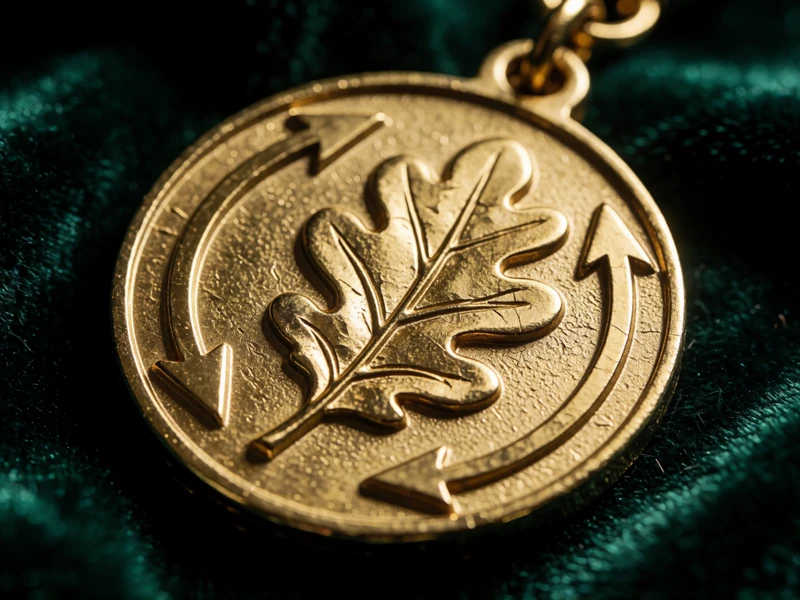 Goldene VIP-Medaille mit Pfeil-Motiven auf dunkelgr&uuml;nem Samt f&uuml;r das WildRobin VIP-Programm