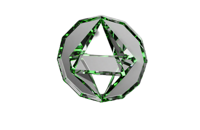 Silber-gr&uuml;ner Kristall-Token mit leuchtenden Kanten f&uuml;r Ethereum-Einzahlungen bei WildRobin