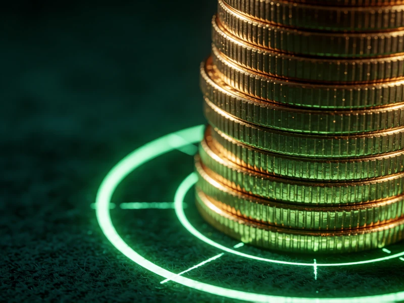 Stapel leuchtender Goldm&uuml;nzen umgeben von einem gr&uuml;nen Zielring - Symbol f&uuml;r schnelle WildRobin Auszahlungen