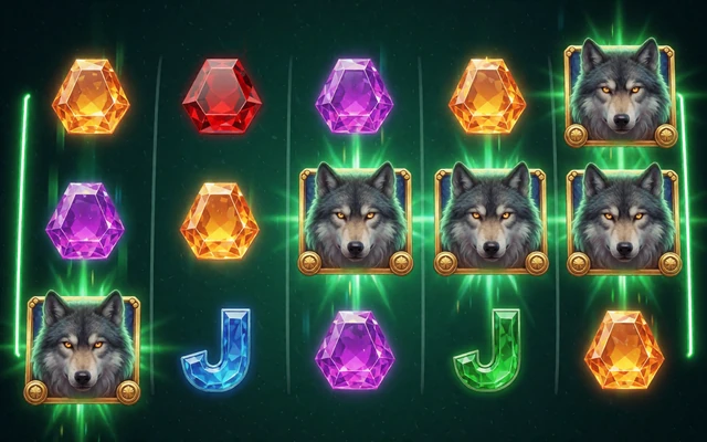Megaways-Slot mit sechs kaskadierenden Walzen und leuchtenden Edelsteinen im WildRobin Online Casino Echtgeld Bereich