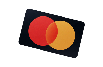 Schwarze Zahlungskarte mit zwei &uuml;berlappenden rot-orangefarbenen Kreisen f&uuml;r Mastercard im WildRobin Casino